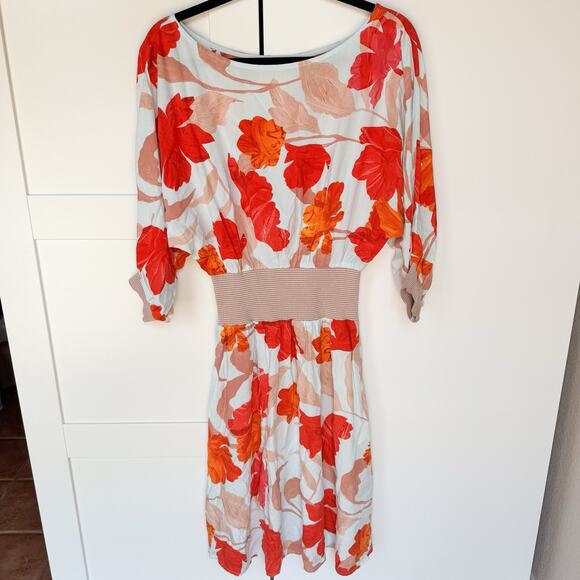 Anthropologie Maeve Gemma Floral Fit & Flare Midi Dress XS.‎ Boho. Vacation - Picture 1 of 8